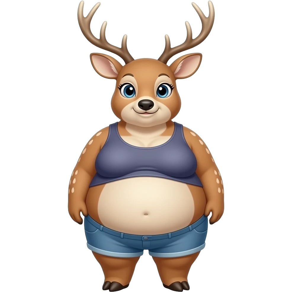 A female deer’s stomach gets massively large and heavy,she ate too much,now the deer/doe is obese,even her big belly has a bit of wobble. emoji