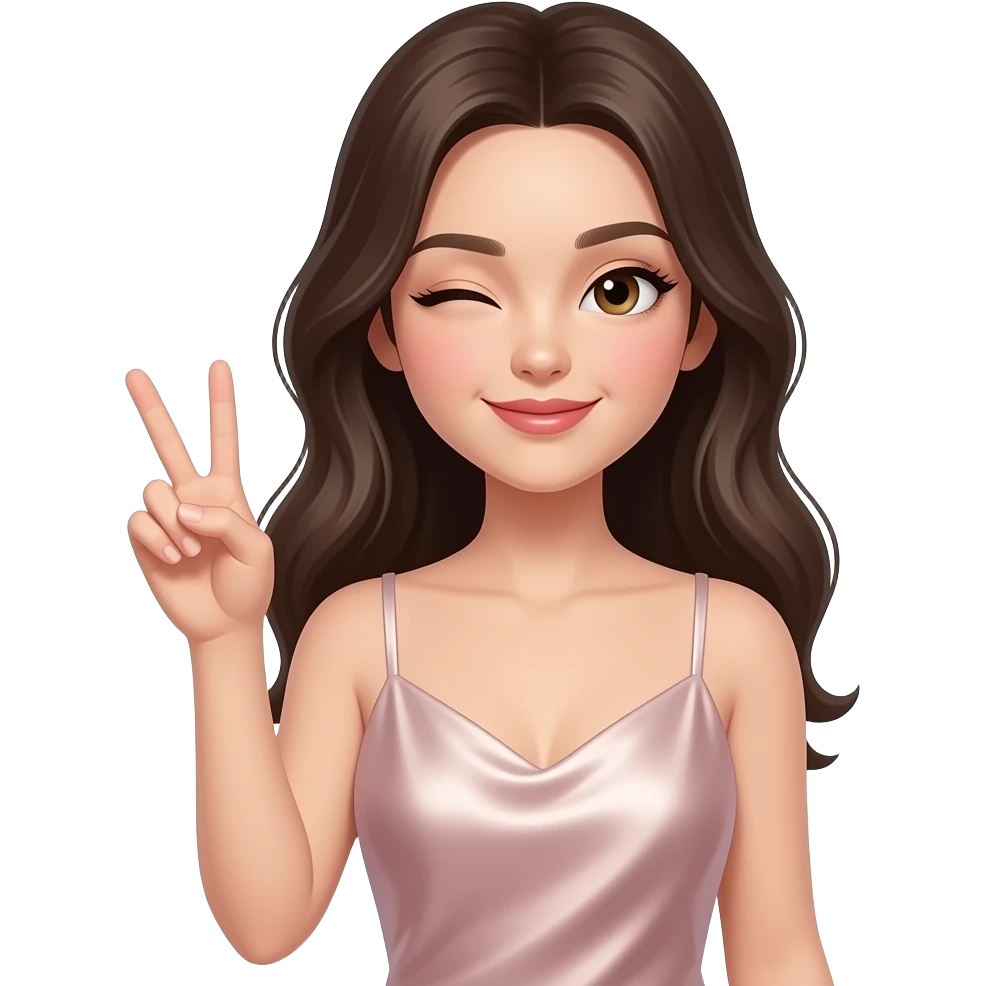뷰티걸 실크드레스 윙크 한손브이 emoji