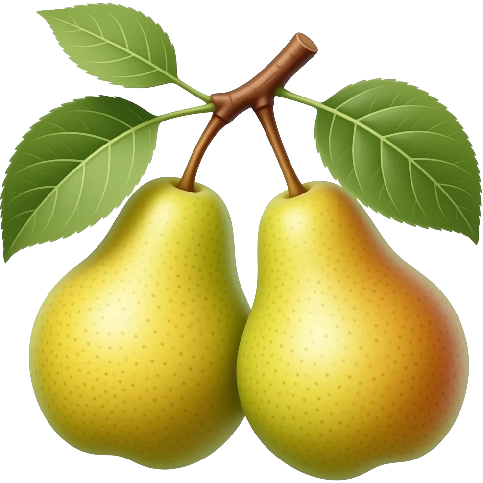 Нарисуй реалистичные две груши на ветке emoji