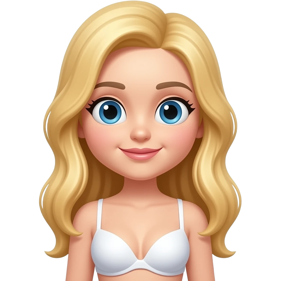 memoji , blonde , hair long , copette , white , sexy , top bra emoji