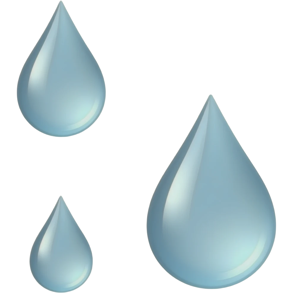 three large drops of water (pointing downwards from the upper left corner) emoji