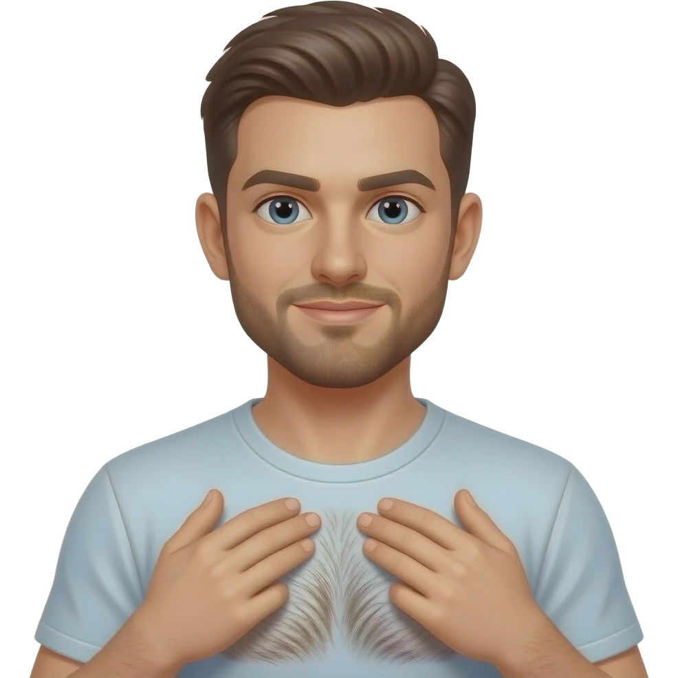 a man showing off his chest hair emoji