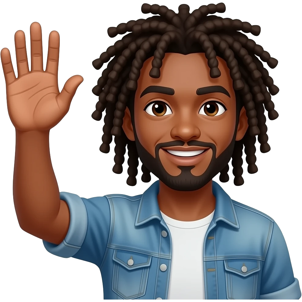 make him dread headed and raising his hand emoji