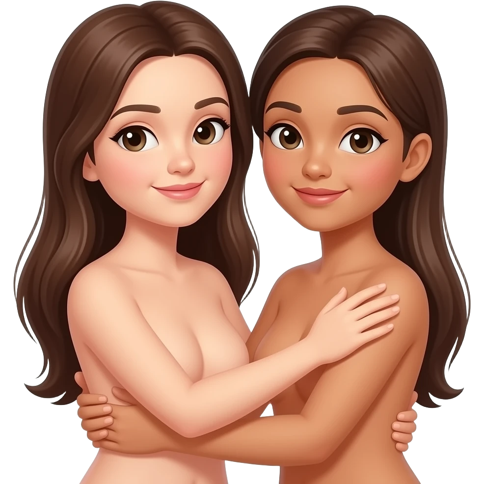 Two naked womans touching each other emoji