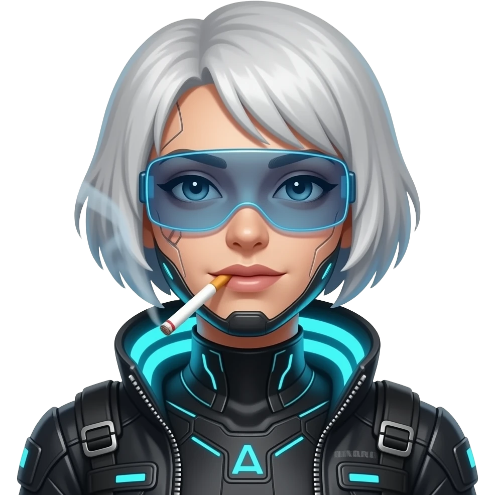cyberpunk Lucy smoking a cigarette emoji