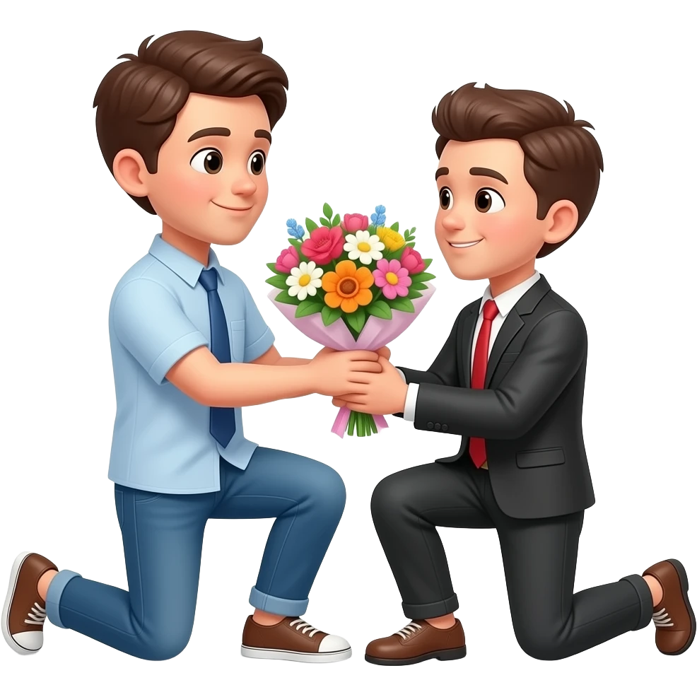 남자친구가 나한테 꽃다발로 프로포즈하는 이모티콘 emoji