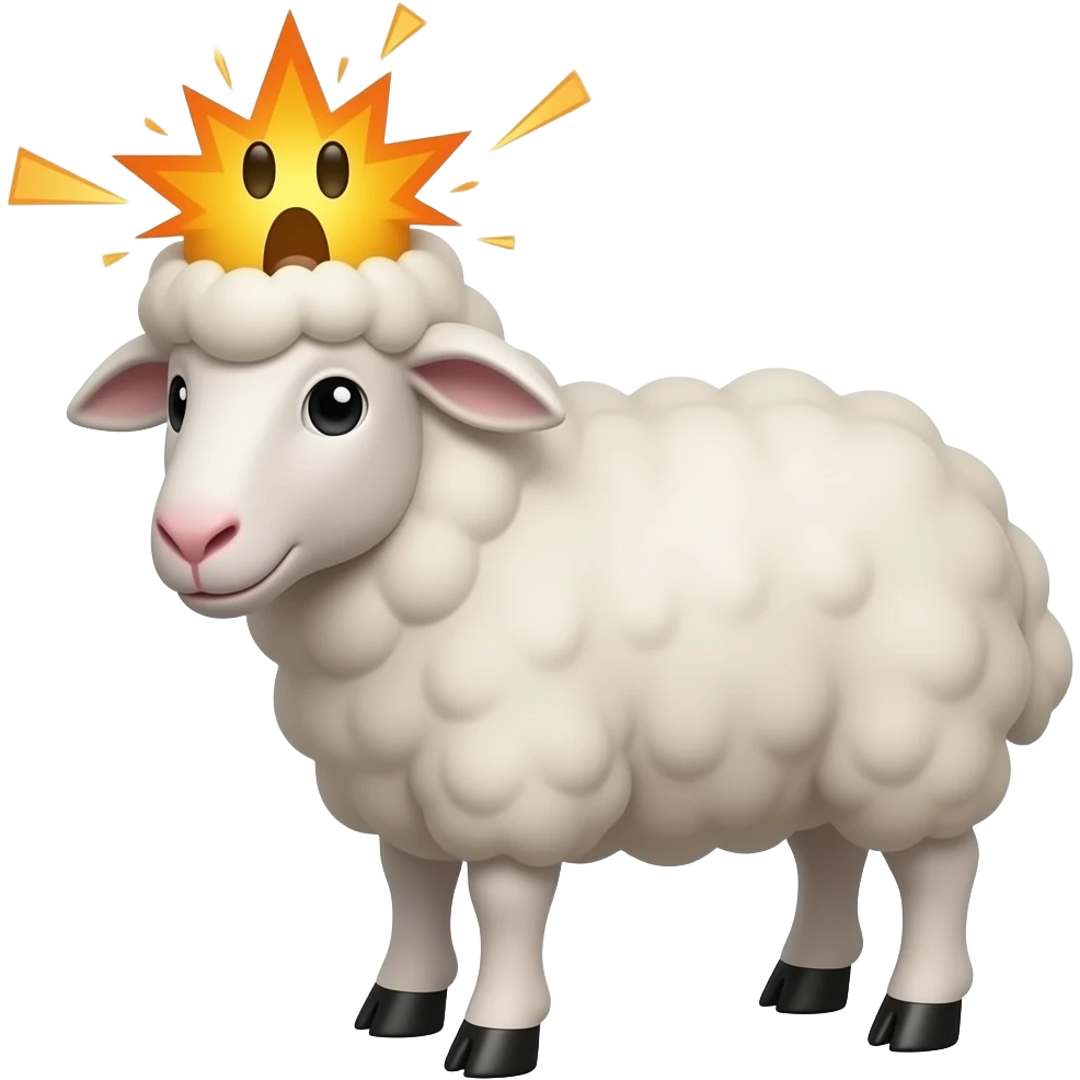 a sheep with exploding head like in the google EXPLODING HEAD emoji emoji
