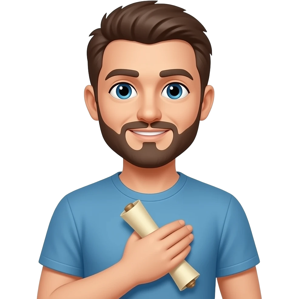 A scroll being placed on the heart and mind of a person emoji