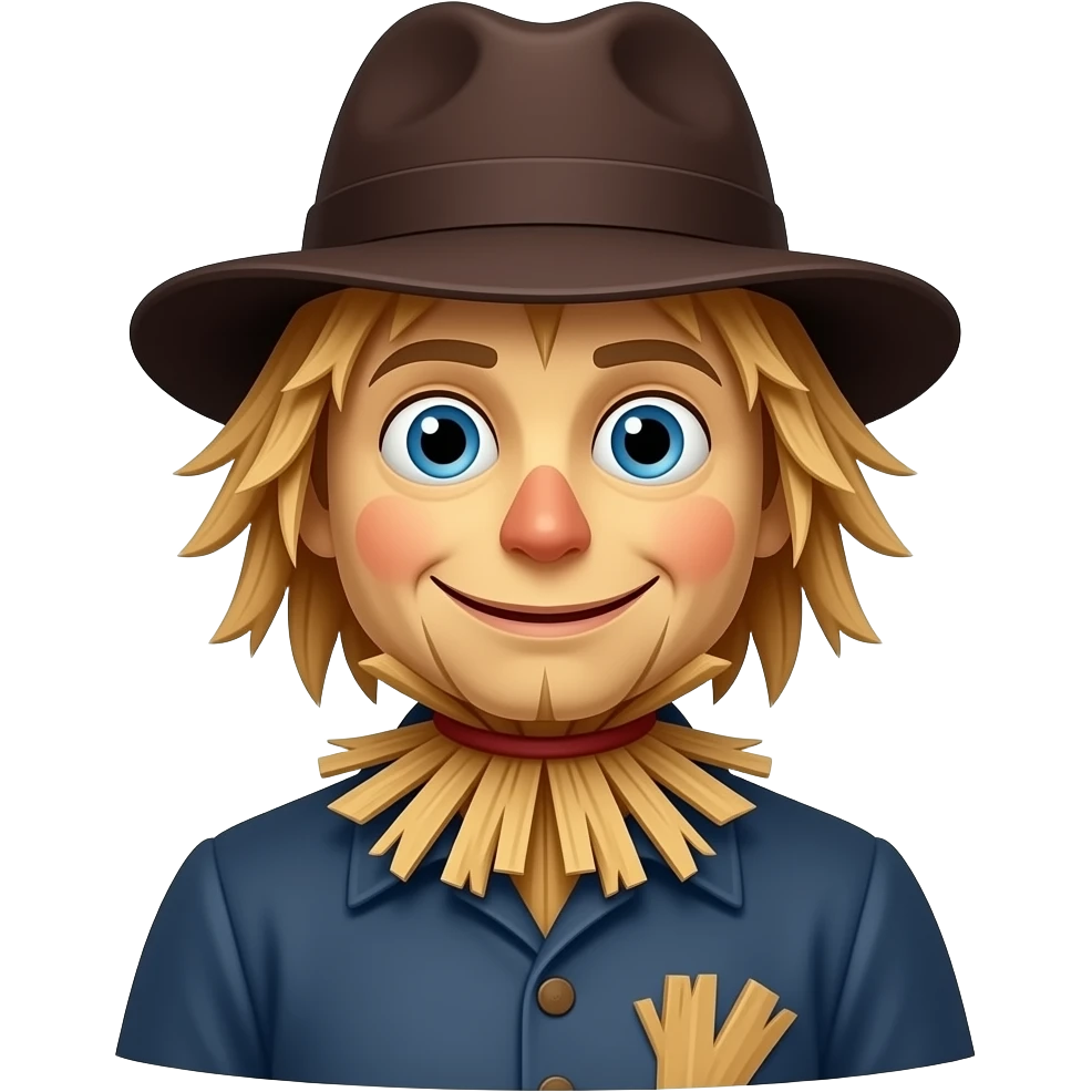 The Scarecrow from Oz Series with dark blue outfit, dark brown hat emoji