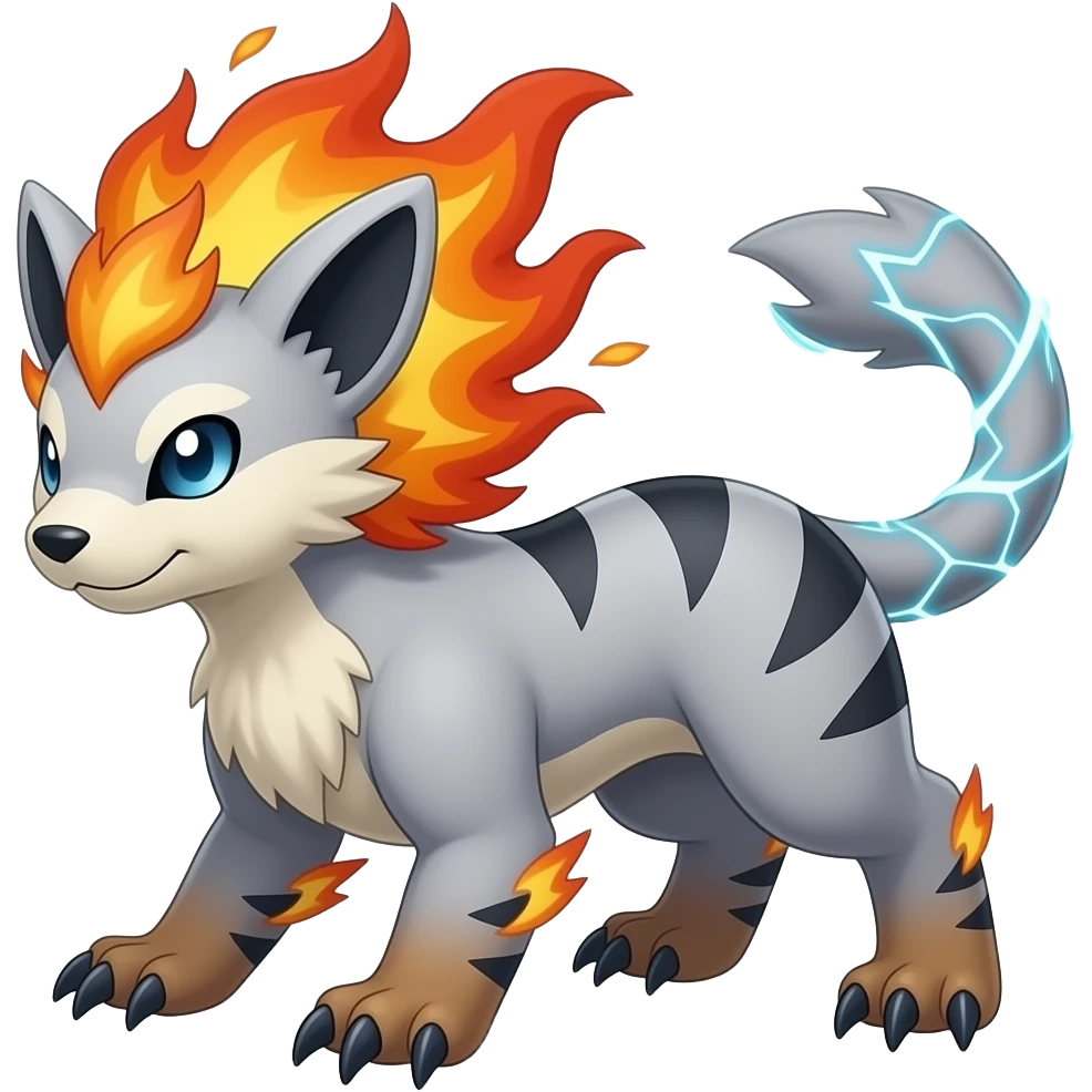 Pyroar-Furret-Shinx-Luxio-Luxray-Fakémon-hybrid emoji