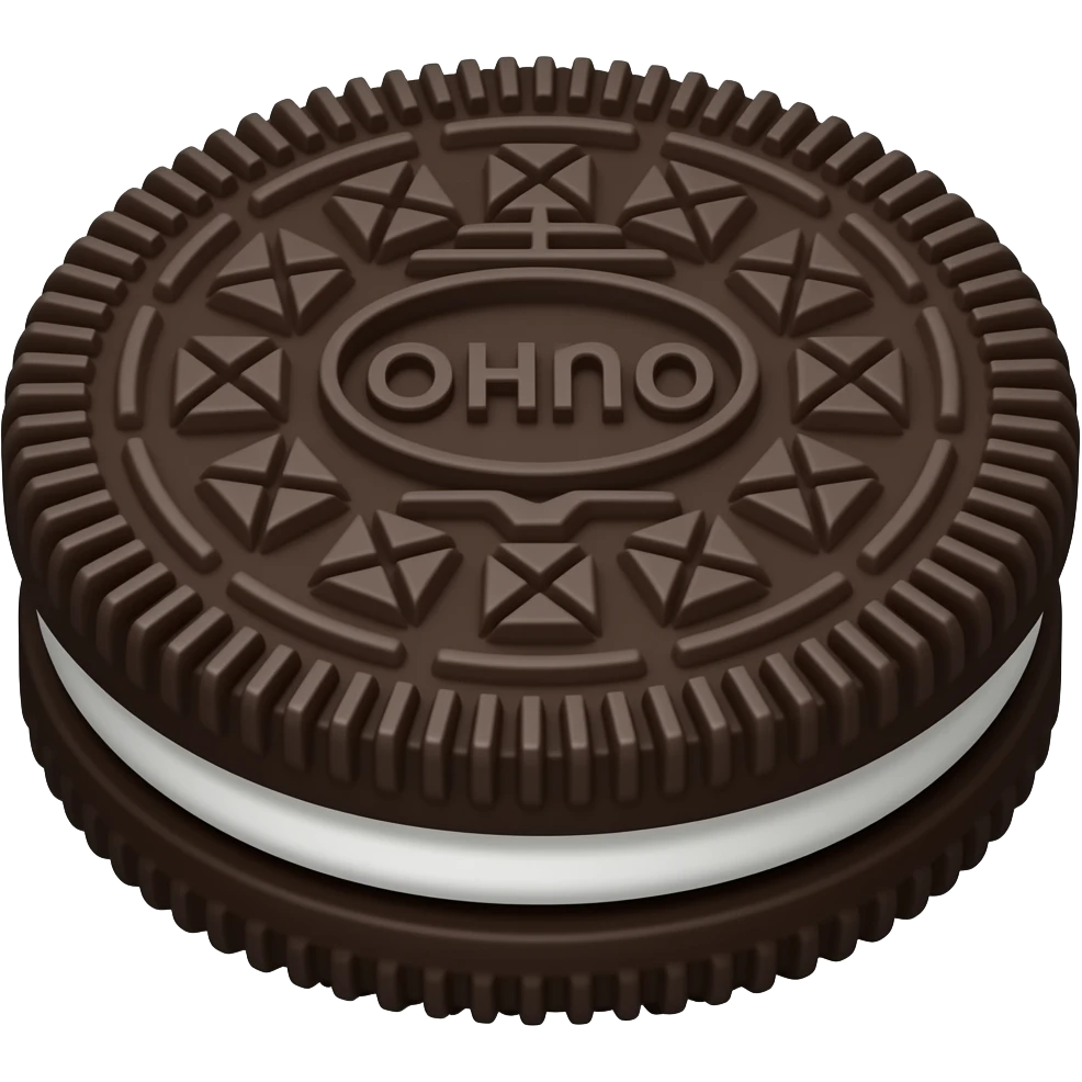 an oreo with white milk in the middle of 2 black crackers emoji