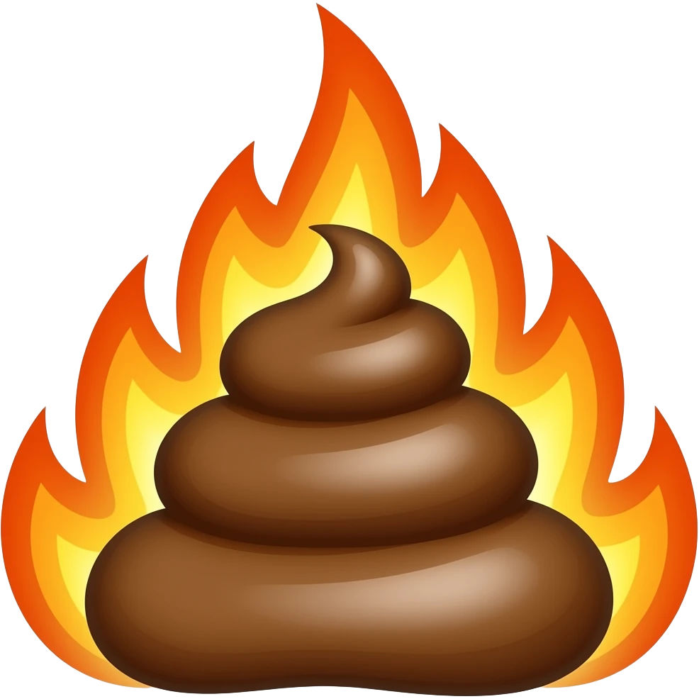 Pile of poop on fire emoji