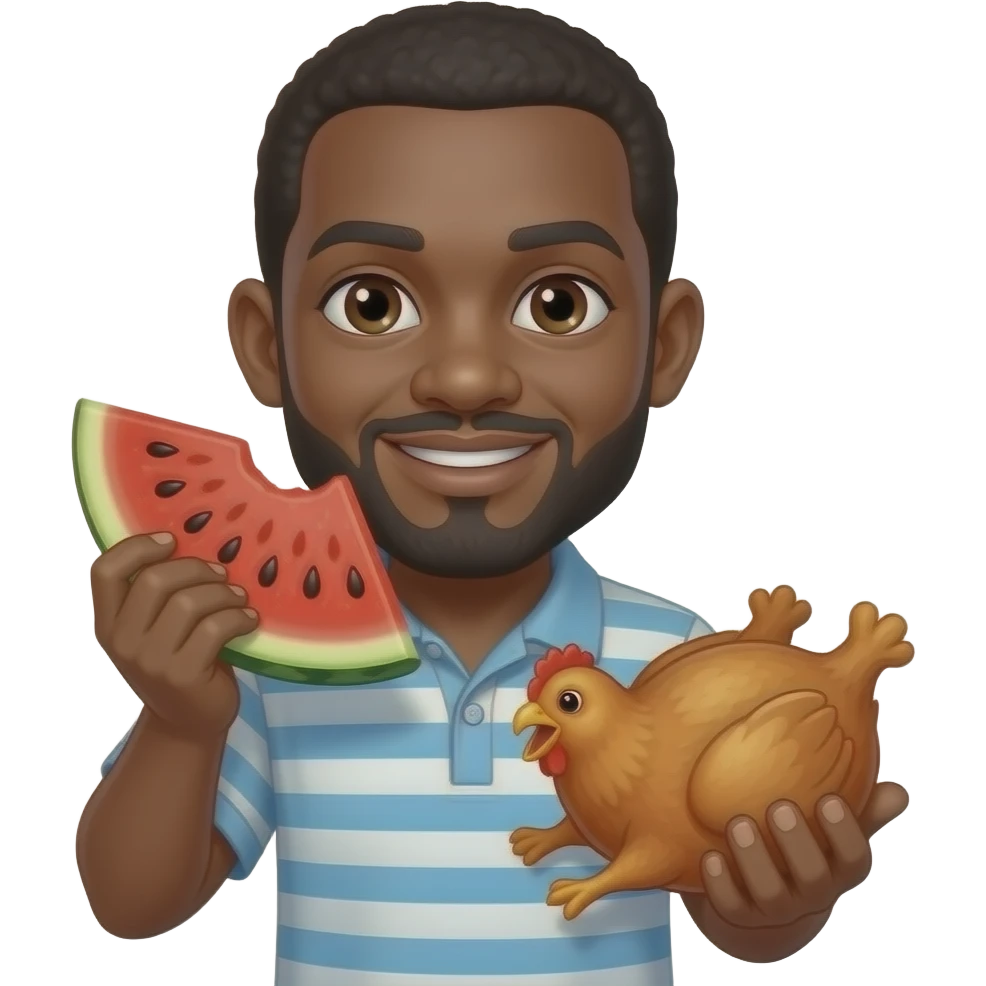 Black Man eating watermelon and chicken emoji