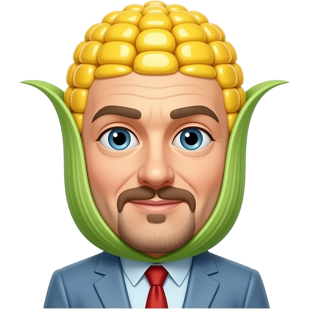 mans head attached to cornball emoji