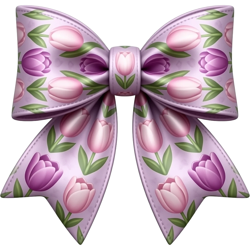 Balletcore tulip pattern rococo aesthetic style isolated 3d rendering large bow, transparent background. Must be extremely detailed, a some style that matches Balletcore aesthetic using girly colors and feel,   appearing as though its real fabric of different kinds, 16 hd, 600 dpi, 5000x4000 emoji
