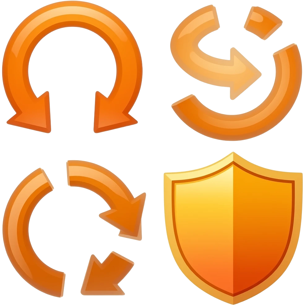give these emojis 🔄📱🛡️, in orange please emoji