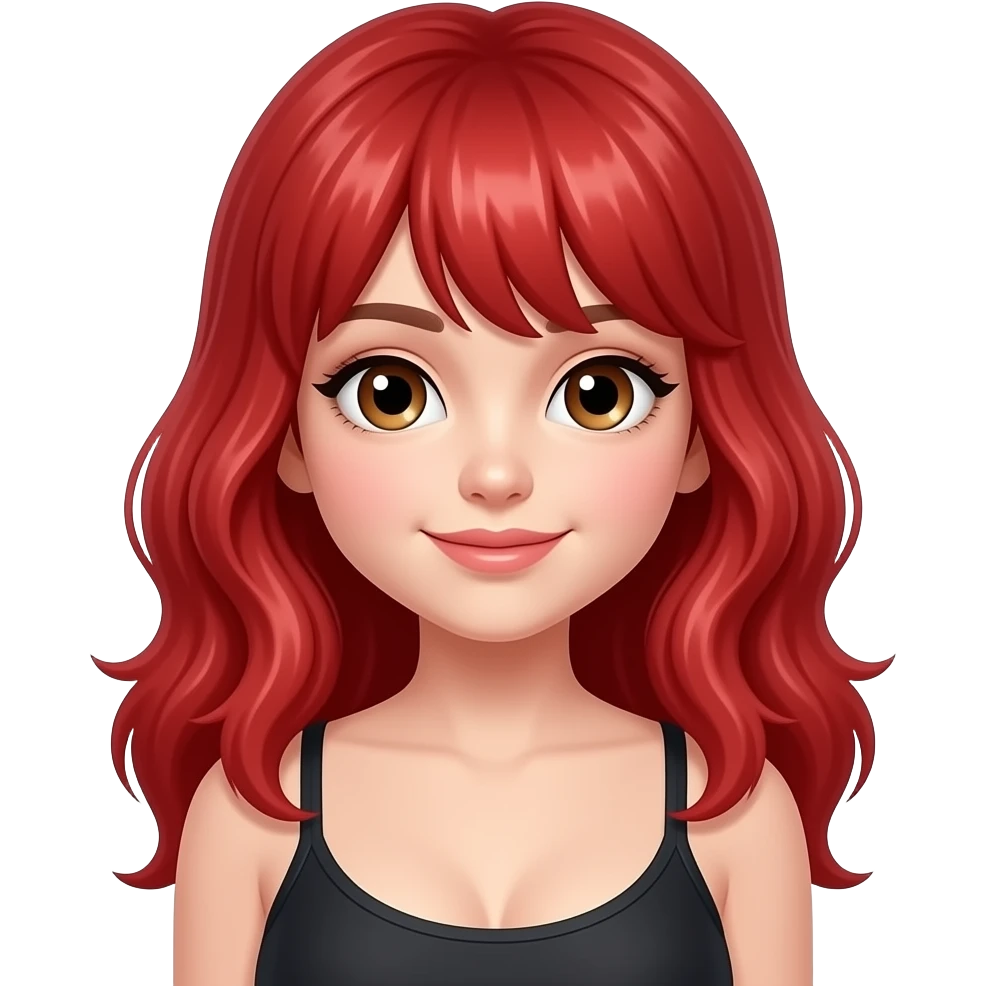 Red hair, cute, hazel eyes, flash boobs emoji