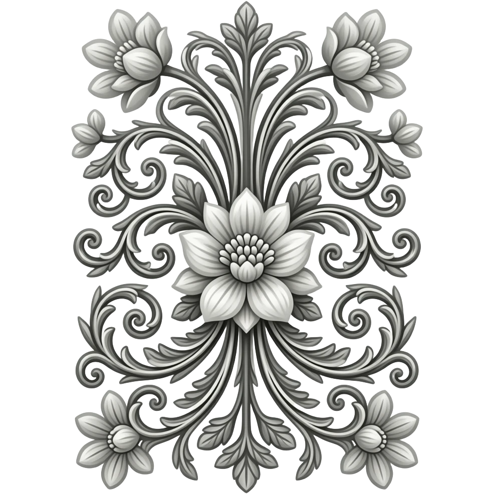 Decorative vertical line with swirls and flowers emoji