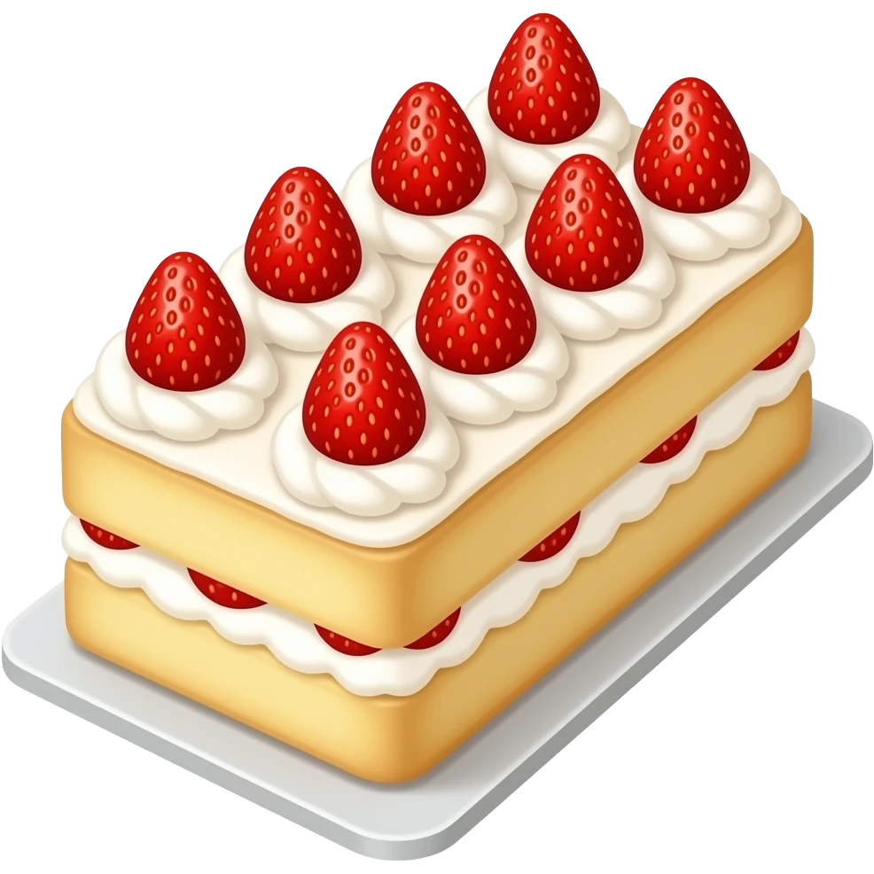 rectangular wedding cake with strawberries emoji
