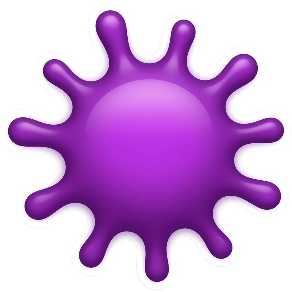 фиолетовый splash/blob-стикер, emoji