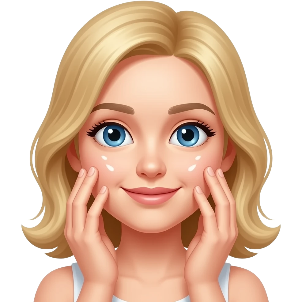 Automassage sur les deux joues, fille cheveux blond, vu de proche emoji