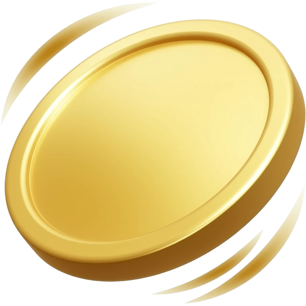 a single blank gold coin flipping and spinning fast in the air emoji