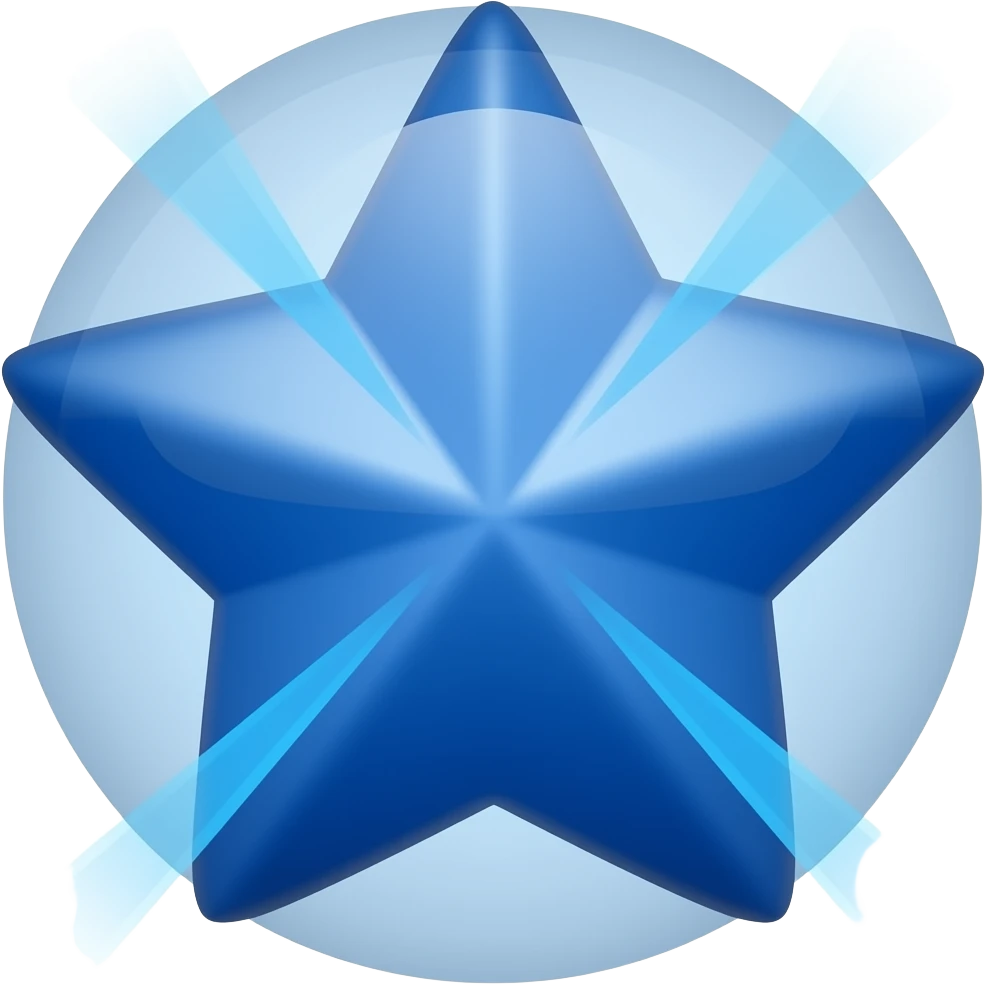 Blue star sphere shaped  with light blue lights come out of the poles like Pulsar emoji