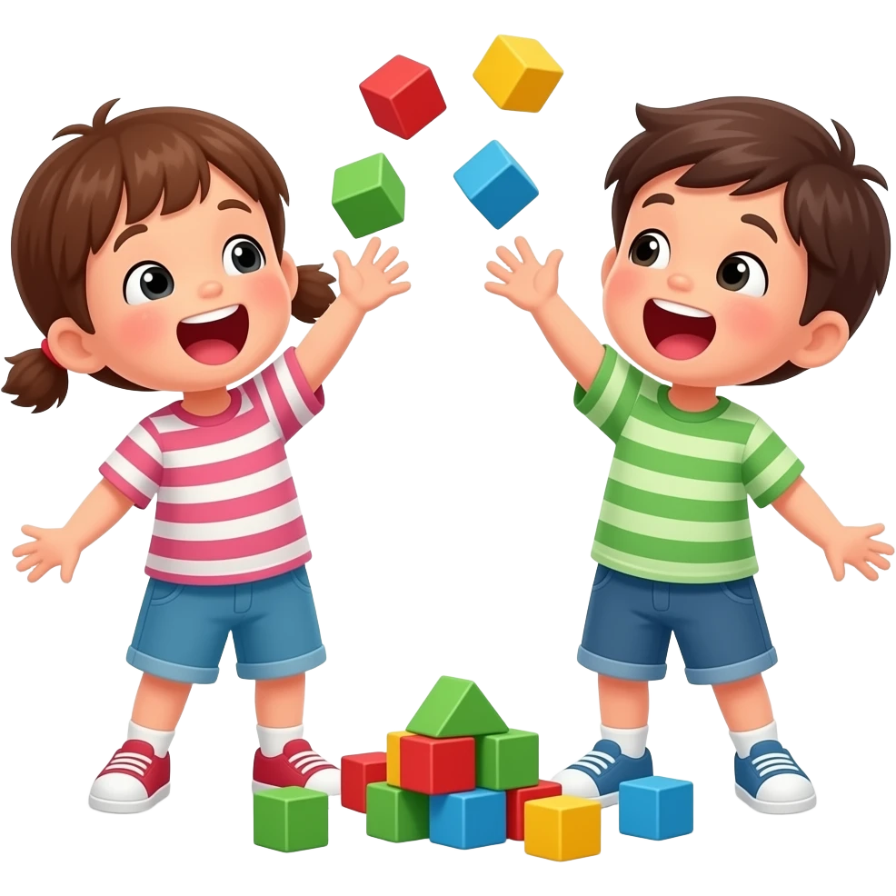kids screaming and throwing blocks emoji