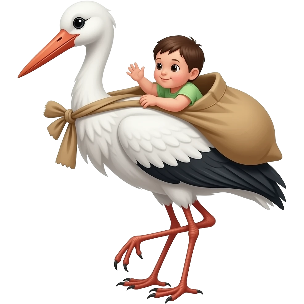 Аист, который несет ребенка в мешке emoji