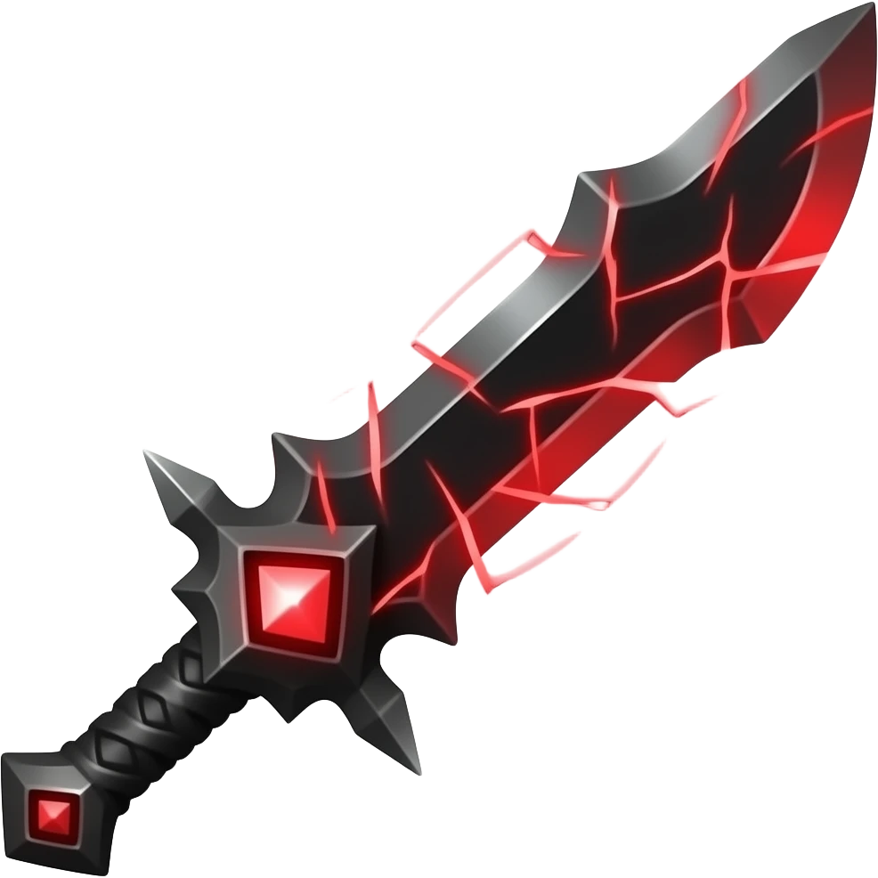 shadow blade, black metal, red energy cracks, sharp edges emoji