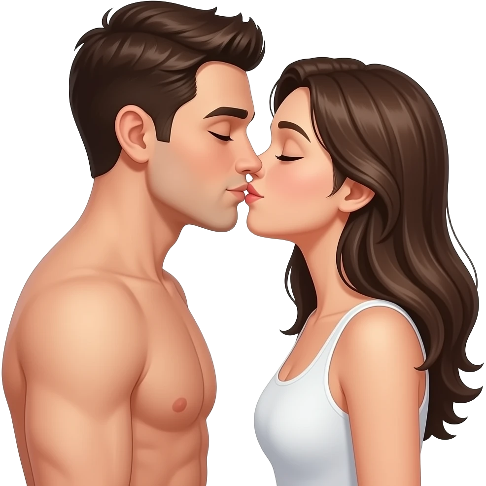 man and women naked facing eachother standing kissing emoji