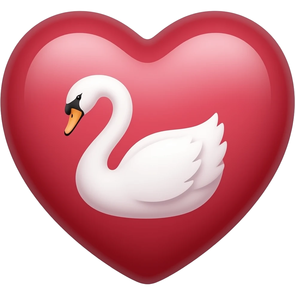 Dark pastel red candy conversation heart with words swan emoji