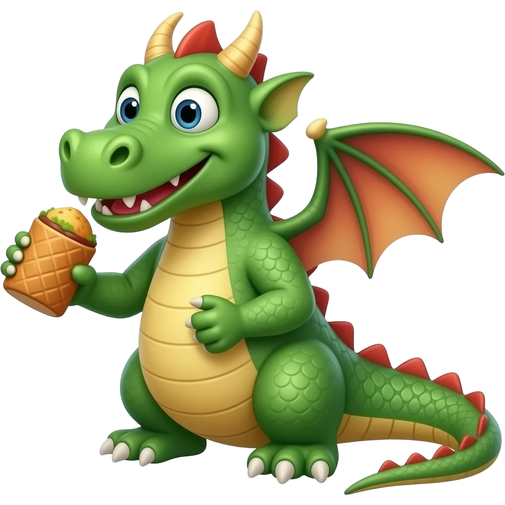 dragon eating food silly emoji