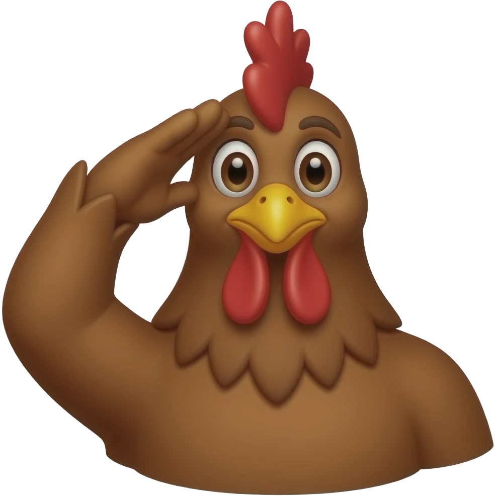 brown chicken head saluting emoji | AI Emoji Generator