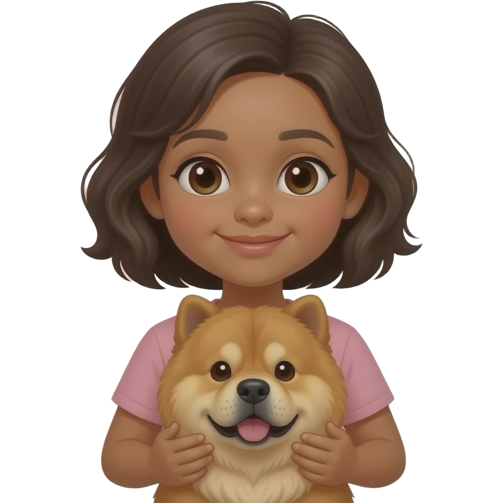 tan skin girl holding a brown chow2 emoji