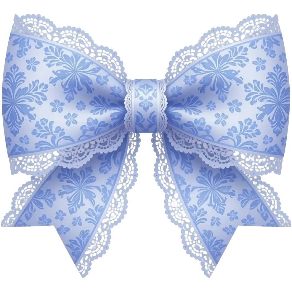 light puple ombre blue pastel with bluebell rococo style pattern on bow lace coquette bow emoji