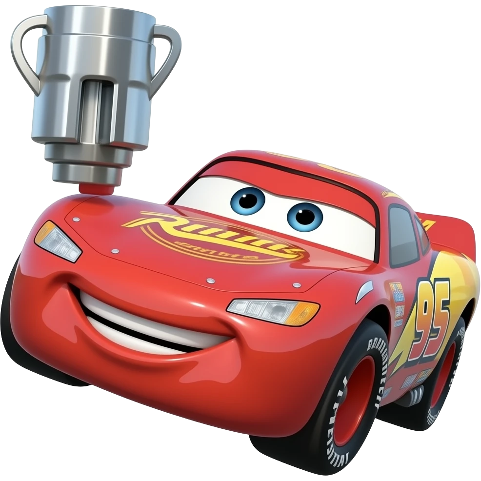 hazlo volando al rayo mcqueen y que tenga una copa piston emoji