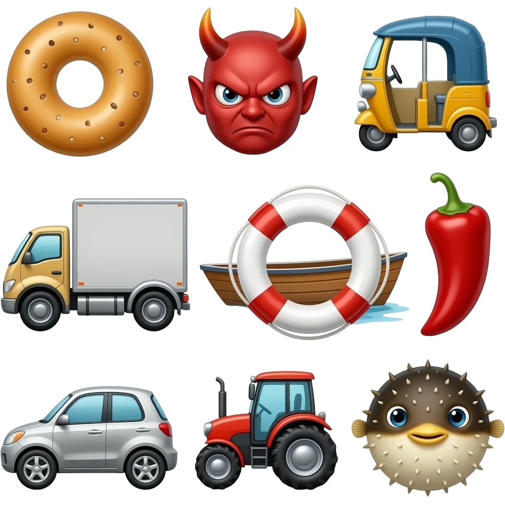 🚌🥯👿🛺🌽🦓🚛🚚🤬🛟🛥️🌶️🚙🚜🐡combination emoji