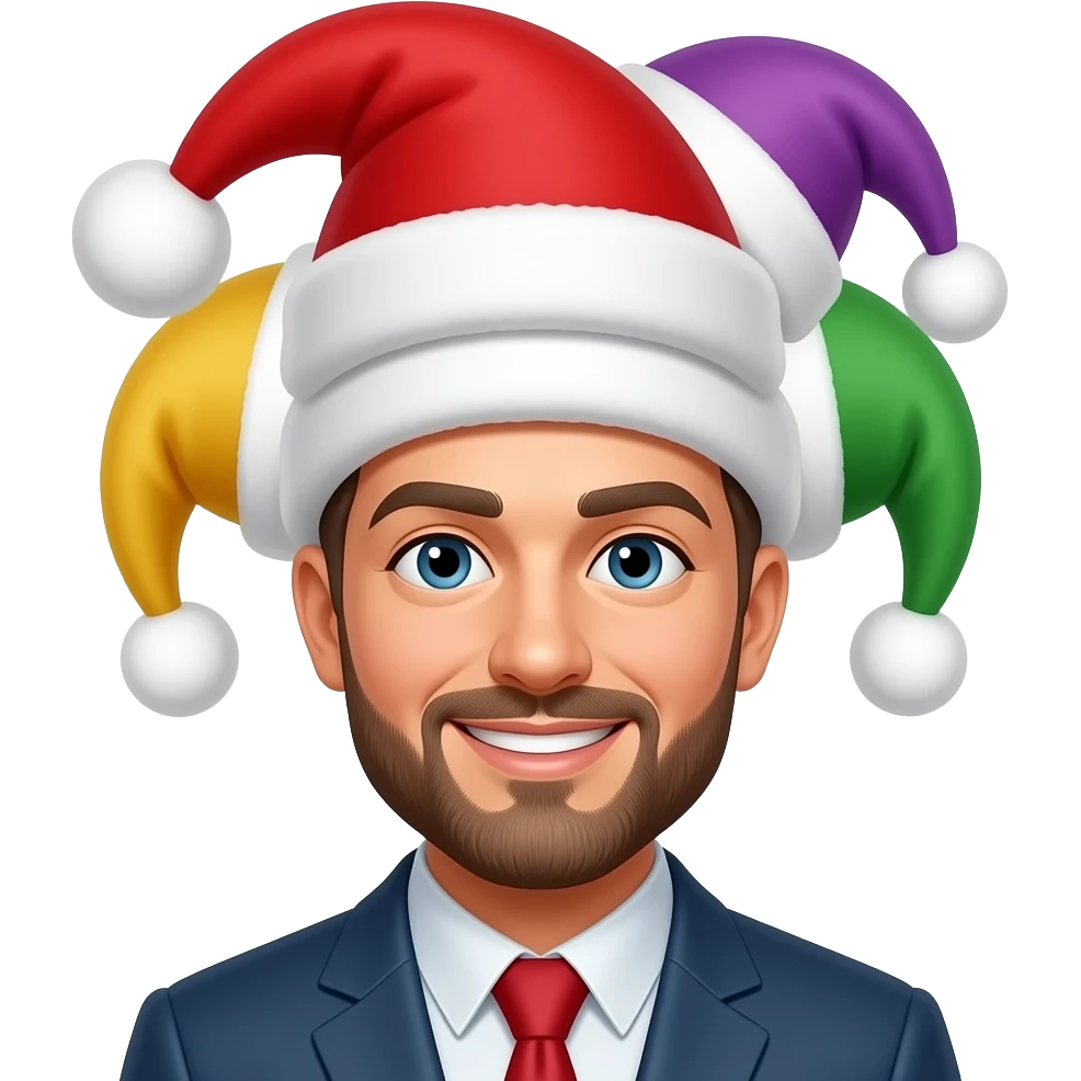 man with santa hats portrait emoji