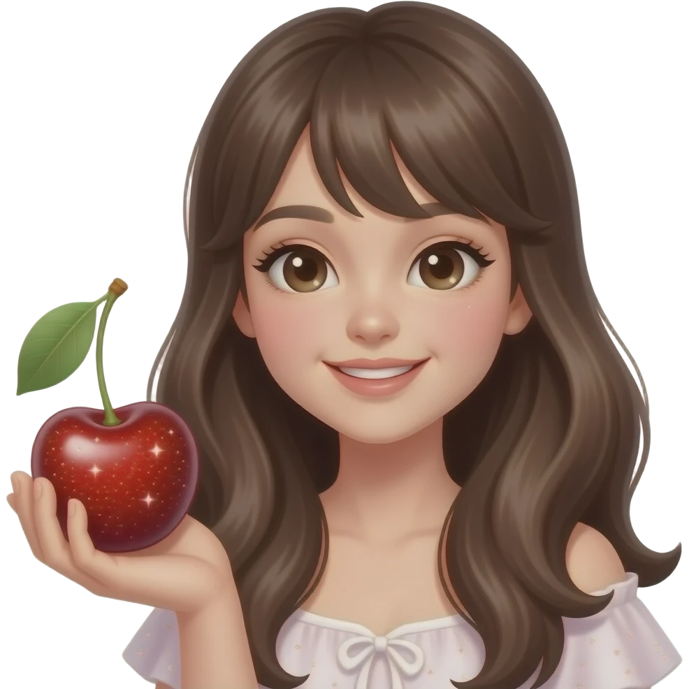 👧🏽+🍒+✨ emoji