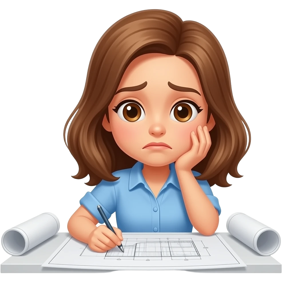 женщина работает с схемами и трудностями emoji