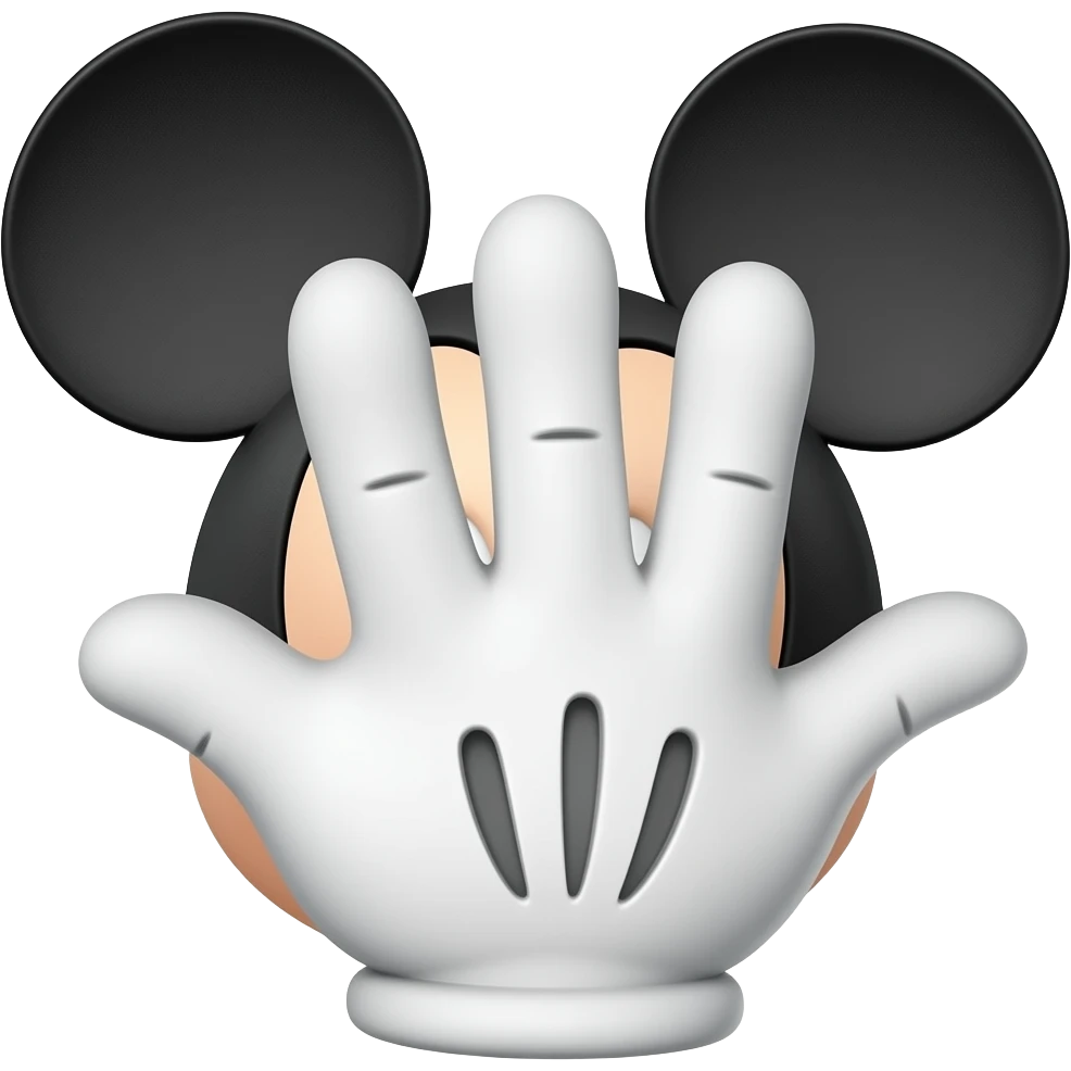 mickey mouse hand looking down emoji