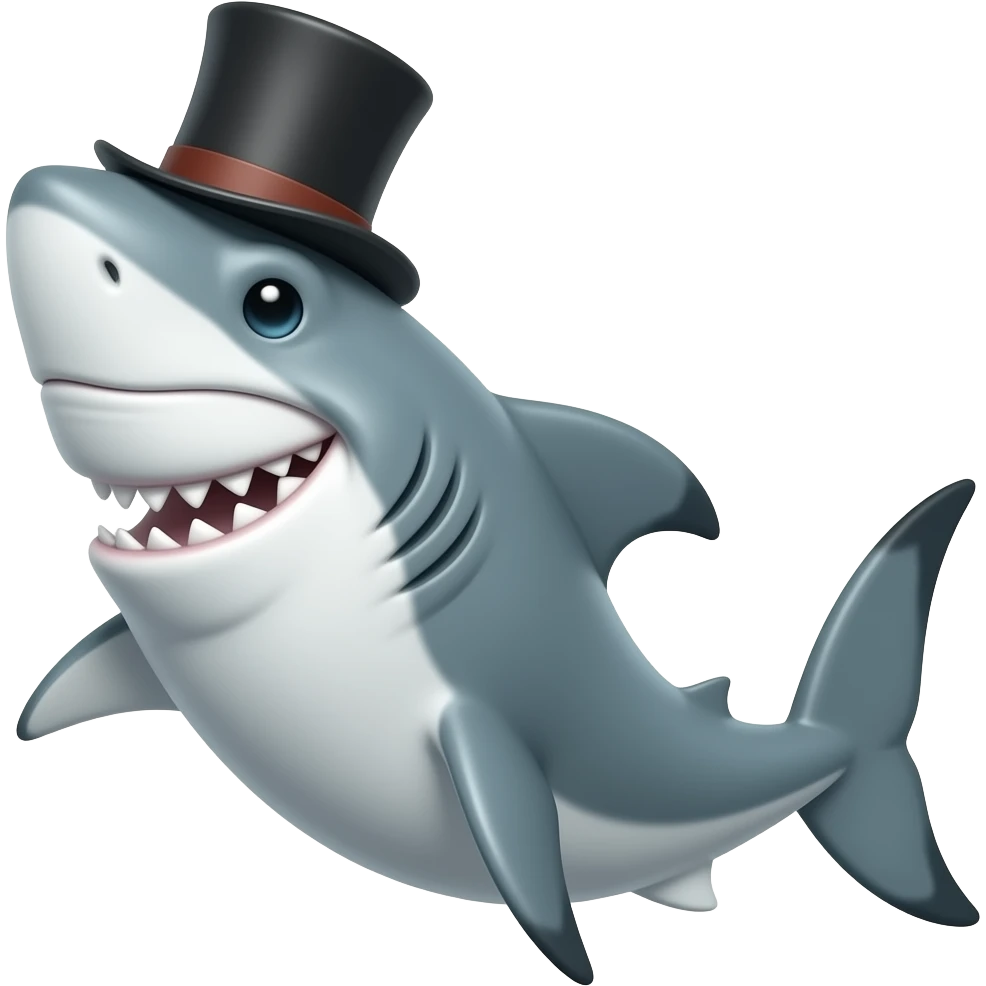 Shark with a top hat emoji