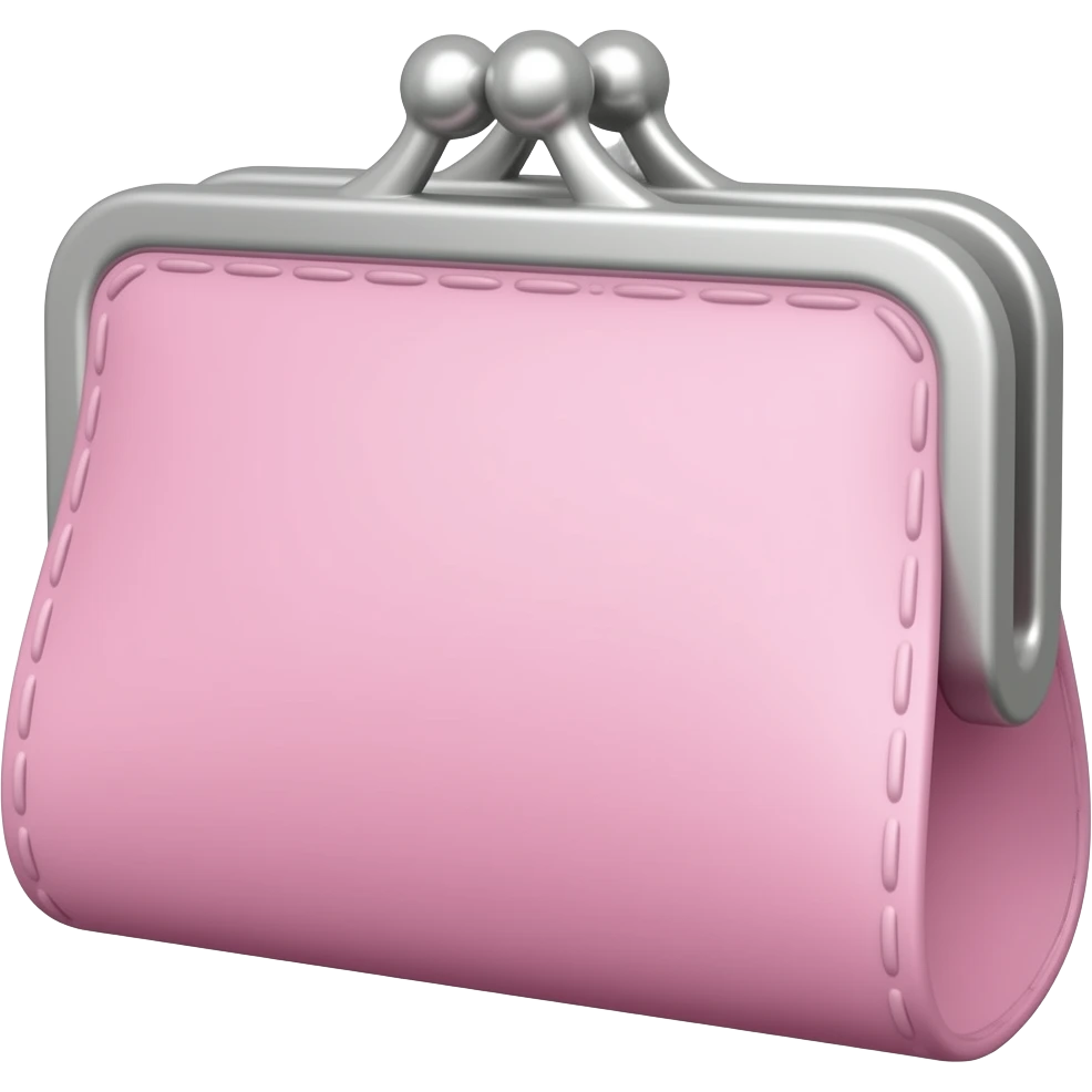 portefeuille rose pastel avec argent qui depasse , la vue est en 3 quart emoji