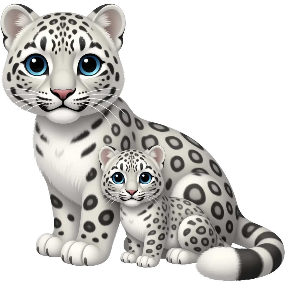 Snow leopard and cub emoji
