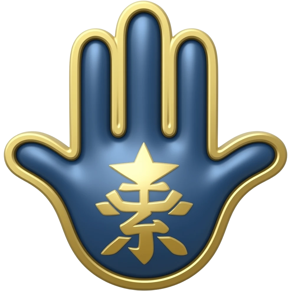 Hamsa dark blue color golden emoji
