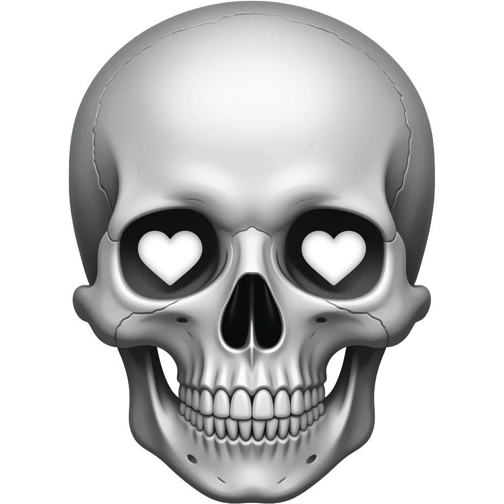 skull with love in two eyes emoji