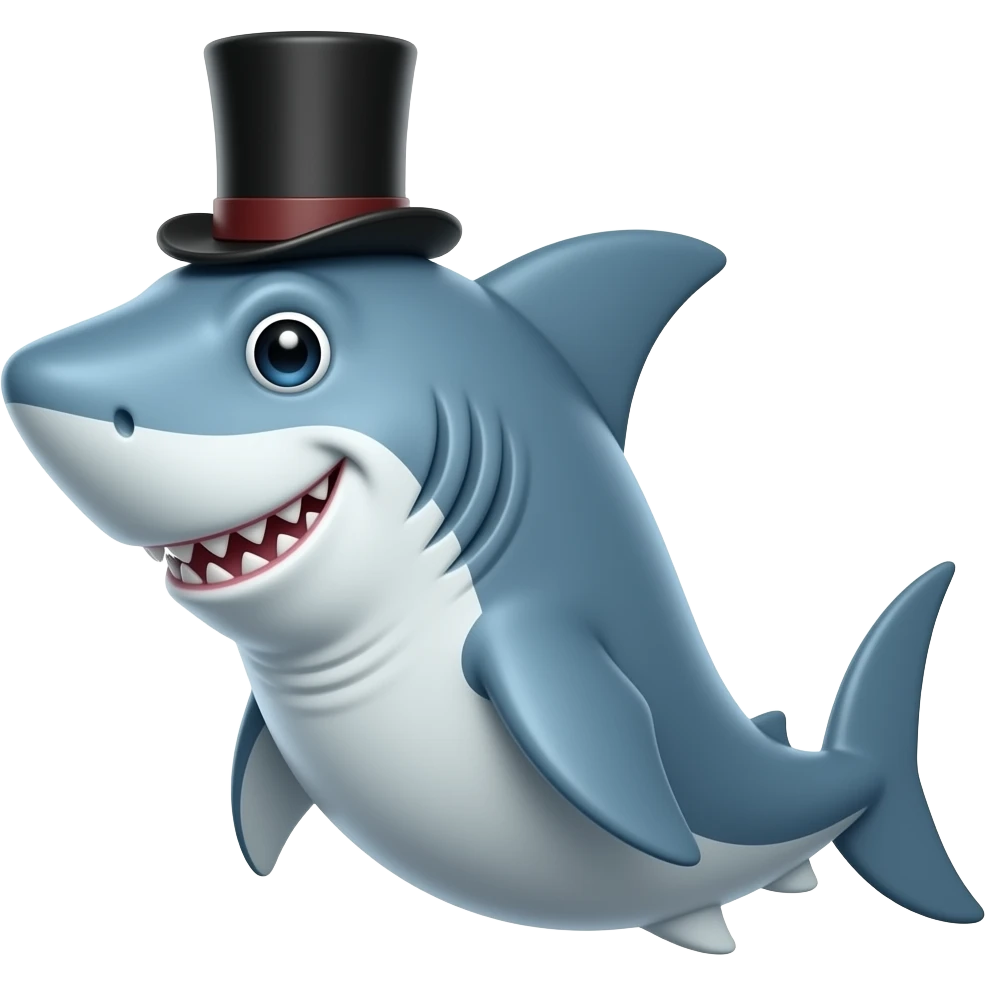 Shark with a top hat emoji