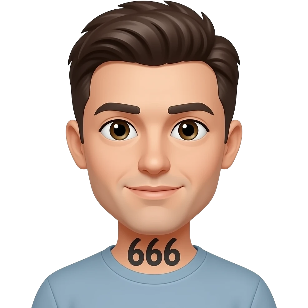 Así igual nomás que con un tatuaje 666 en el cuello emoji