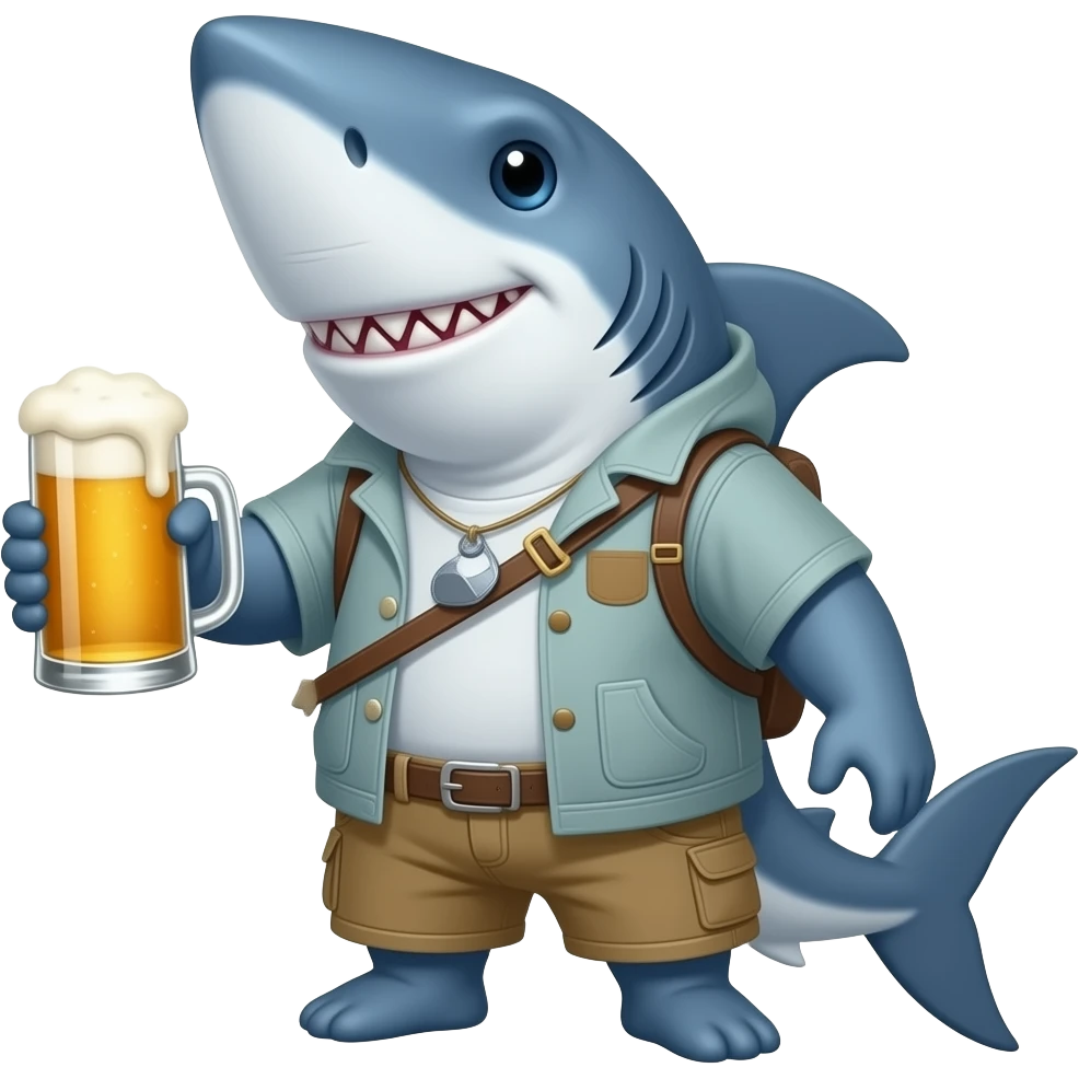 shark with beer emoji